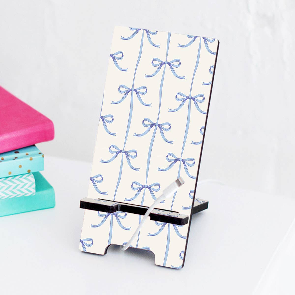 Blue Bow Phone Stand