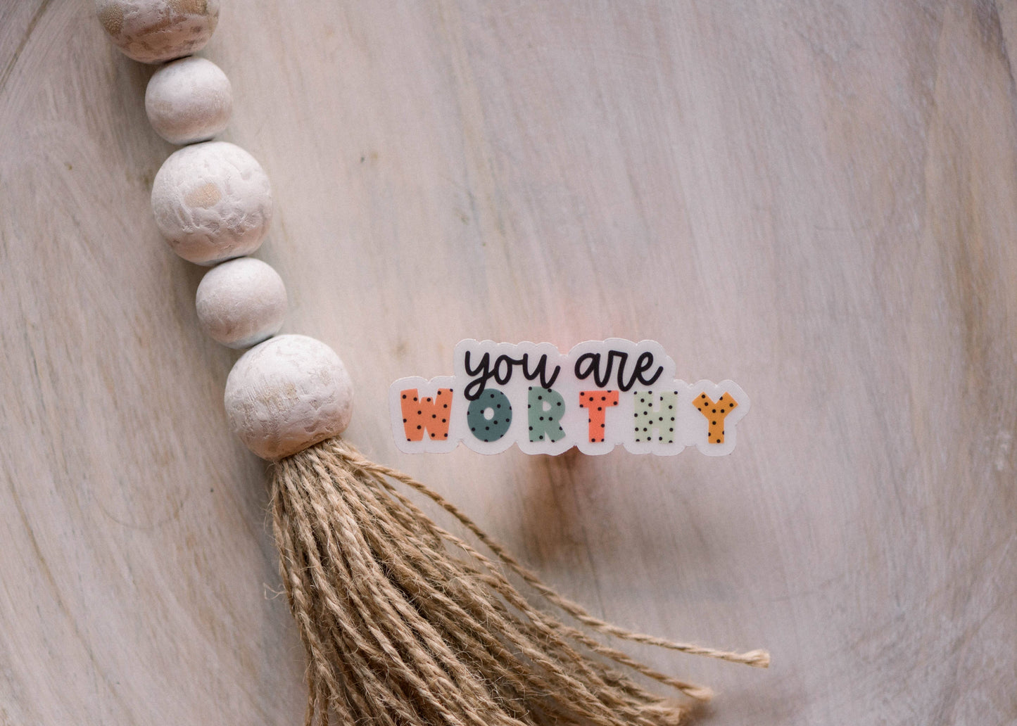 You Are Worthy Clear Vinyl Sticker, 3x1 in